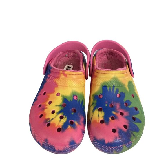 Crocs Classic unisex size Women's 6 men 4 Multicolor Tie-Dye lined Clog Shoes - Picture 2 of 8